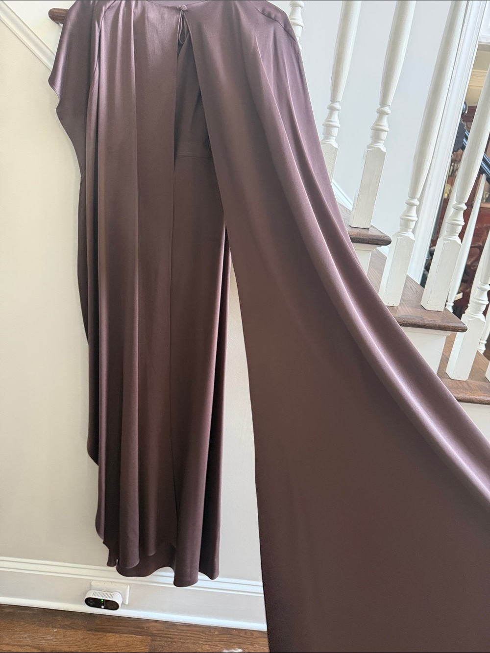 Women’s Draped Satin Maxi Dress in Plum - Picture 3 of 6